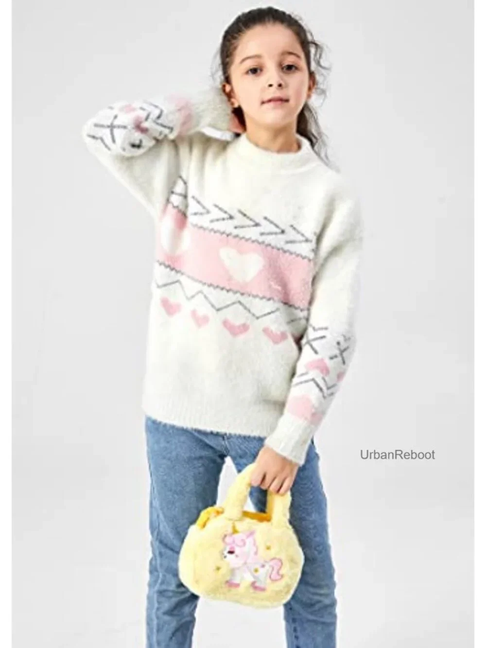 Kids Crossbody Bag Plush Unicorn Purse Girls Adjustable Strap Mini Bag